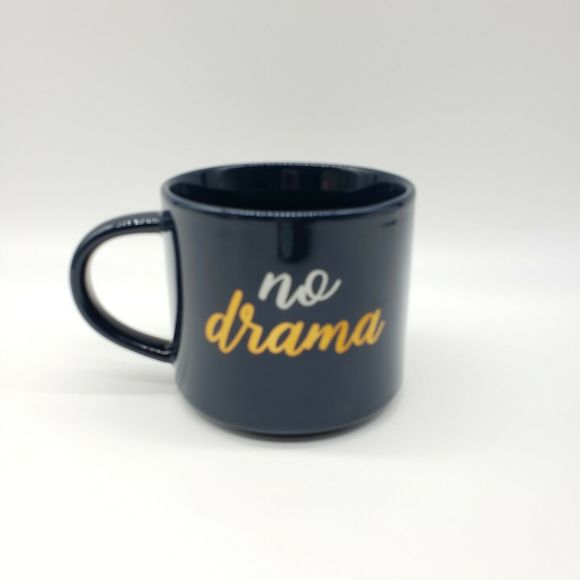 NEW!! No Drama Blue Gold Coffee Tea Mug 16oz. Cup